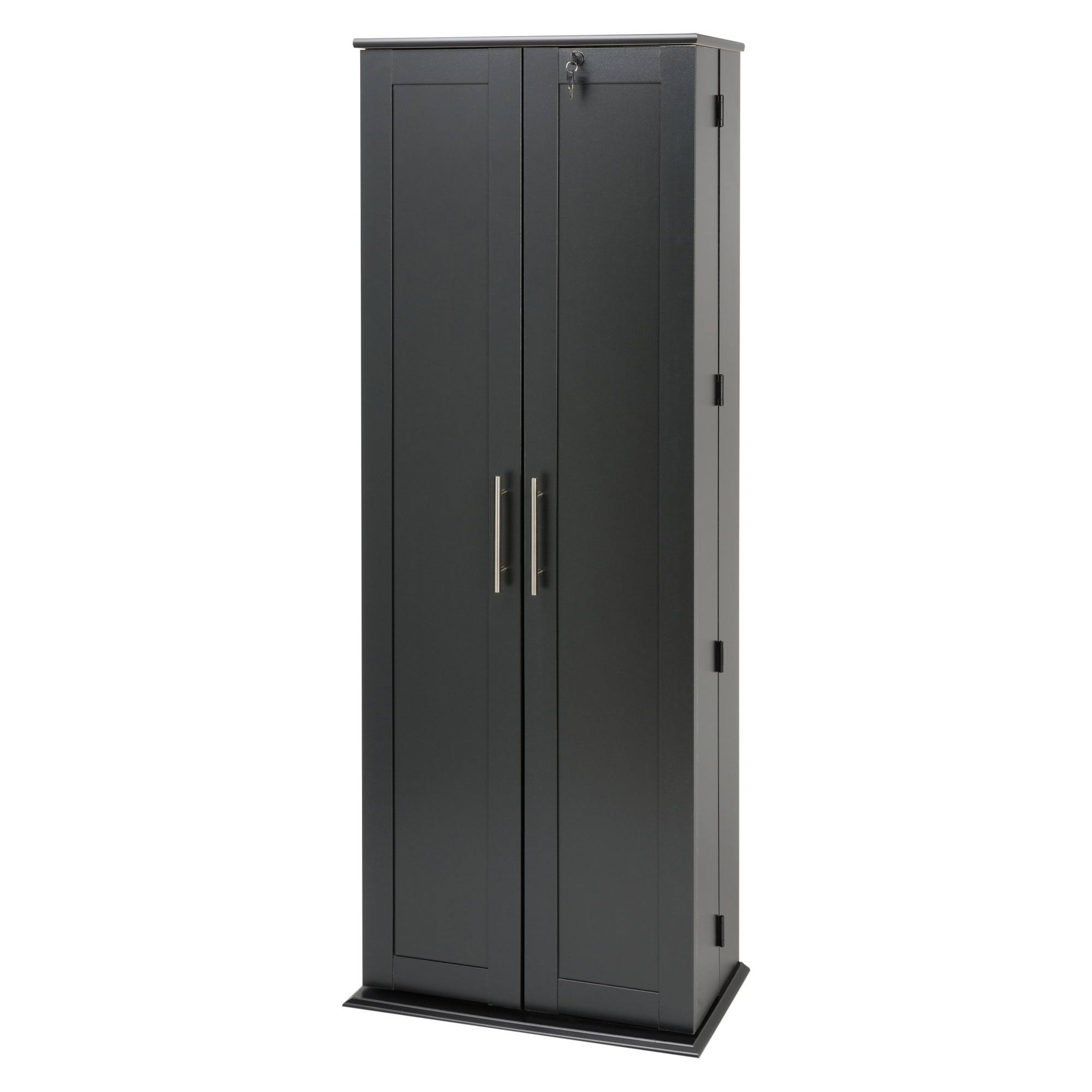 Prepac Grande Locking Media Storage with Shaker Doors, Black