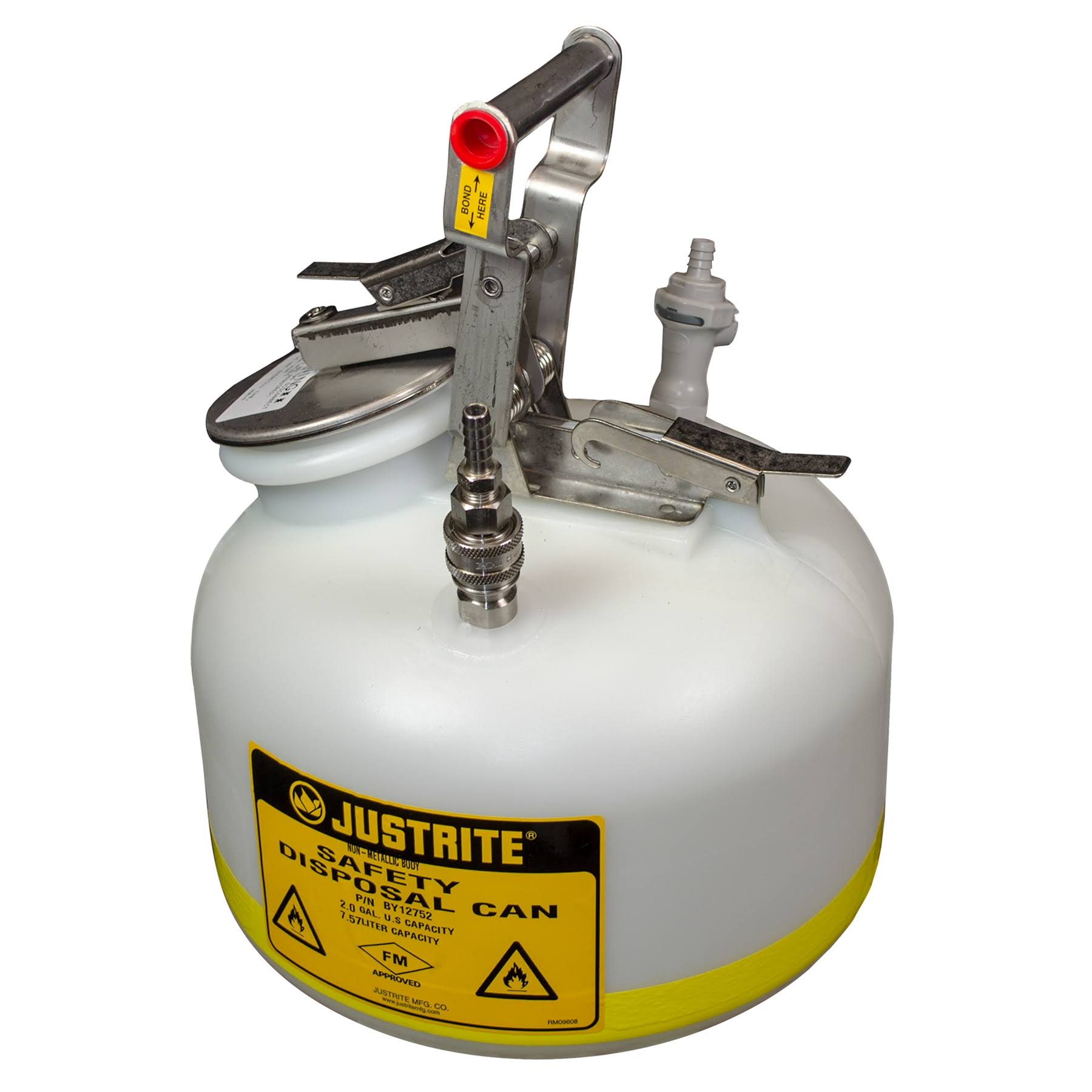 Justrite BY12752 2 gal. White Polyethylene HPLC Waste Can ahuboo