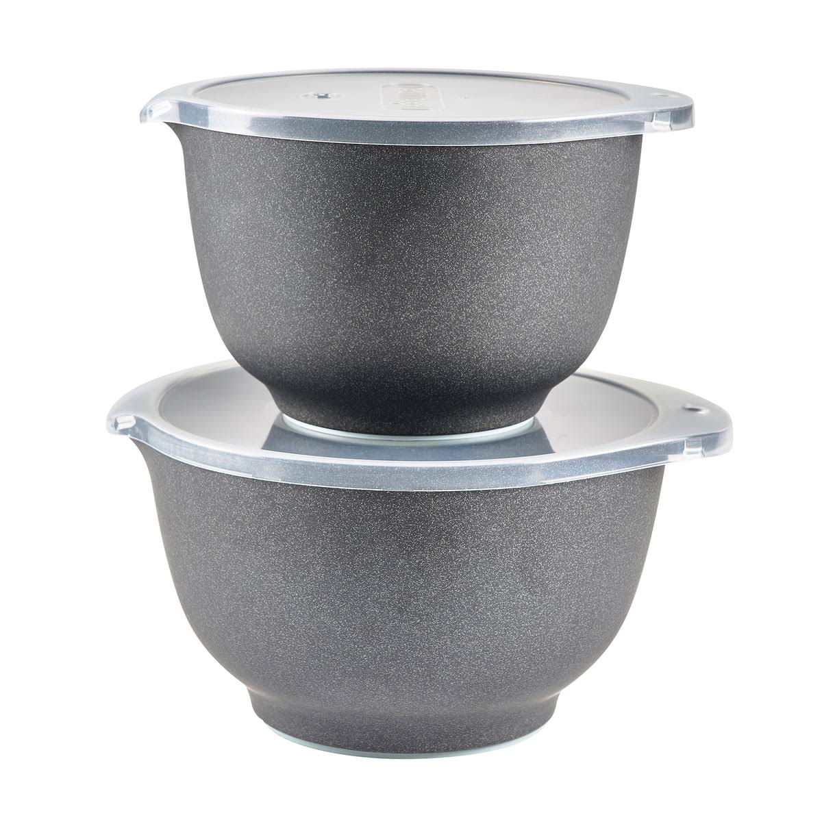 Rosti Margrethe Mixing Bowl with Lid Set of 2 Pebble Black ahuboo