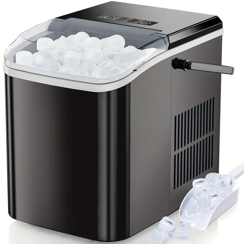 Countertop Ice Maker Machine With Handle Auto-Cleaning Multiple Ice Cube Sizes