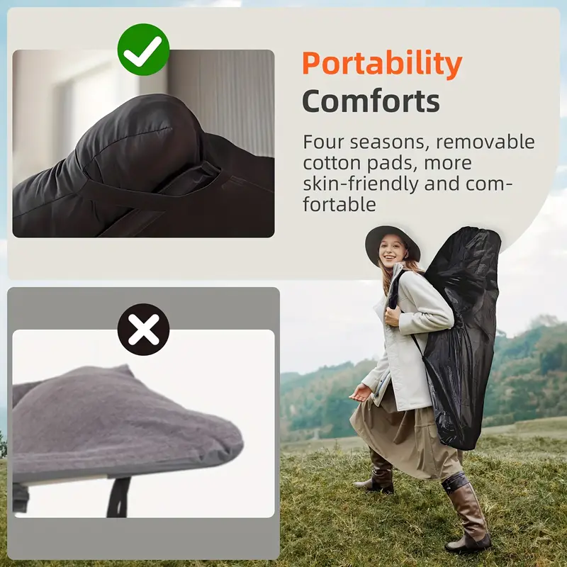 Camping Cot – Heavy Duty Folding Cot for Adults with Mat & Carry Bag, 900 lbs Capacity