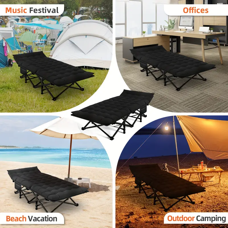 Camping Cot – Heavy Duty Folding Cot for Adults with Mat & Carry Bag, 900 lbs Capacity