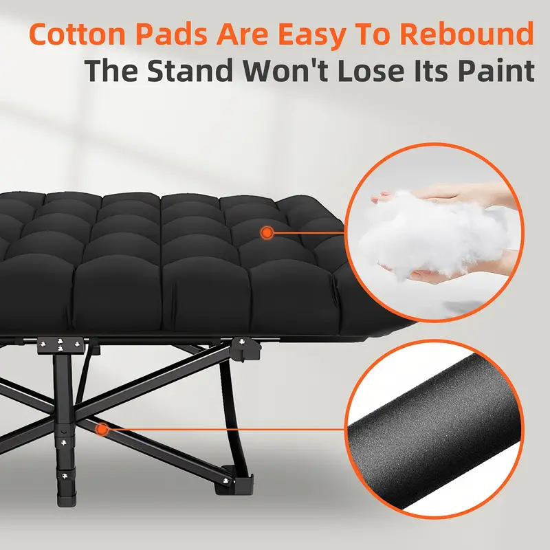 Camping Cot – Heavy Duty Folding Cot for Adults with Mat & Carry Bag, 900 lbs Capacity