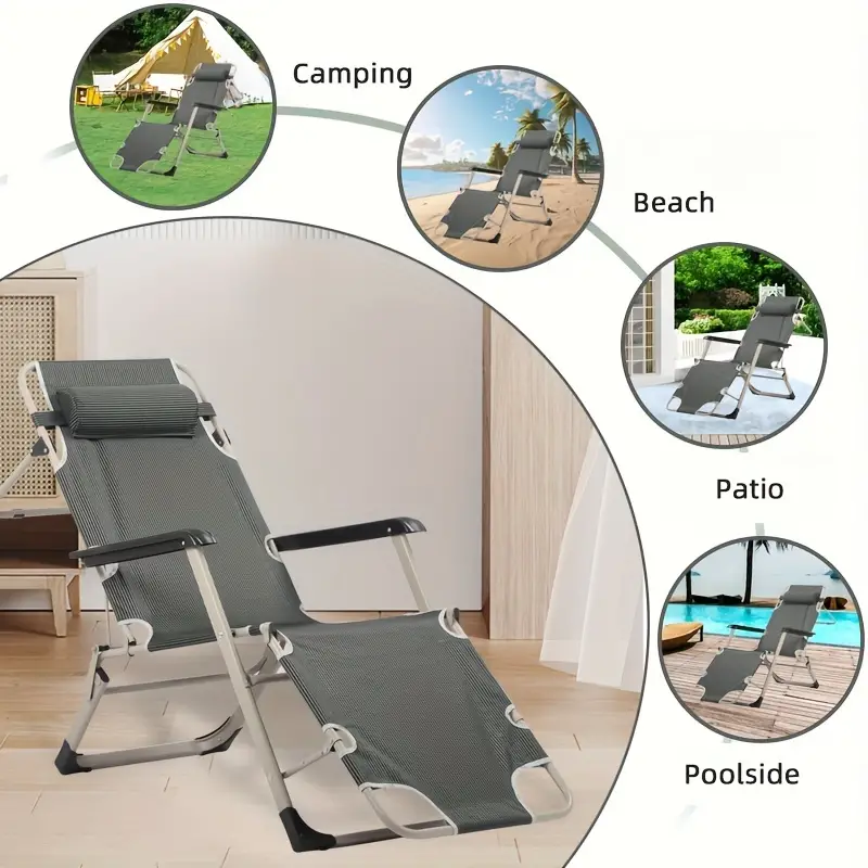 Large Folding Chair That Can Be Adjusted To Lie Flat At 180 Degrees