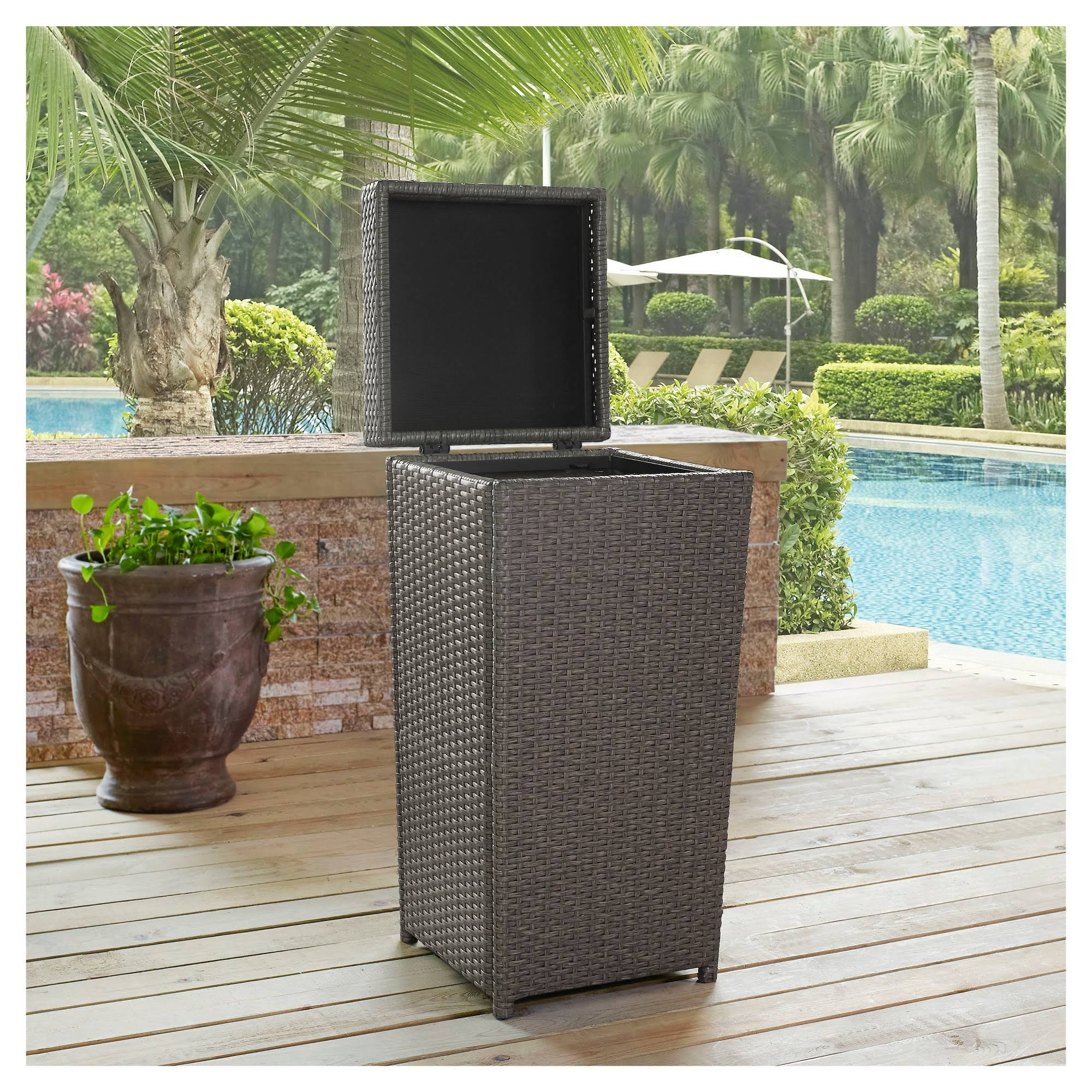 Crosley Furniture Palm Harbor Outdoor Wicker Trash Bin dersya