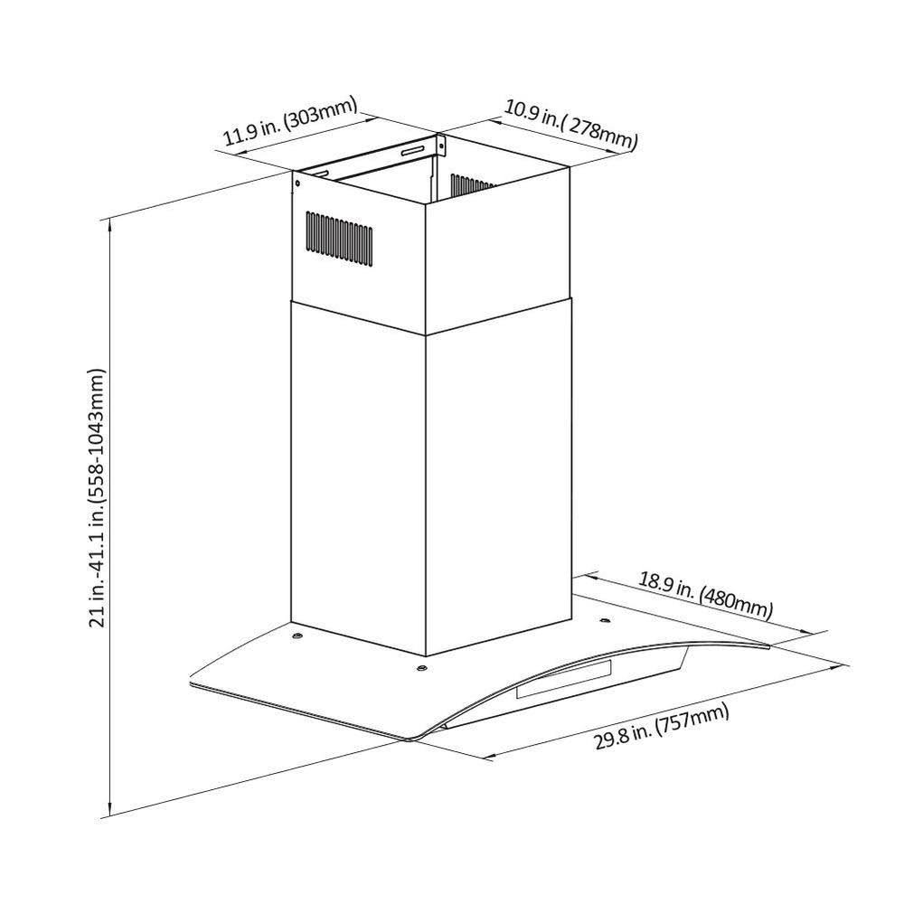 Vissani 30 in. W Convertible Glass Wall Mount Range Hood with 2