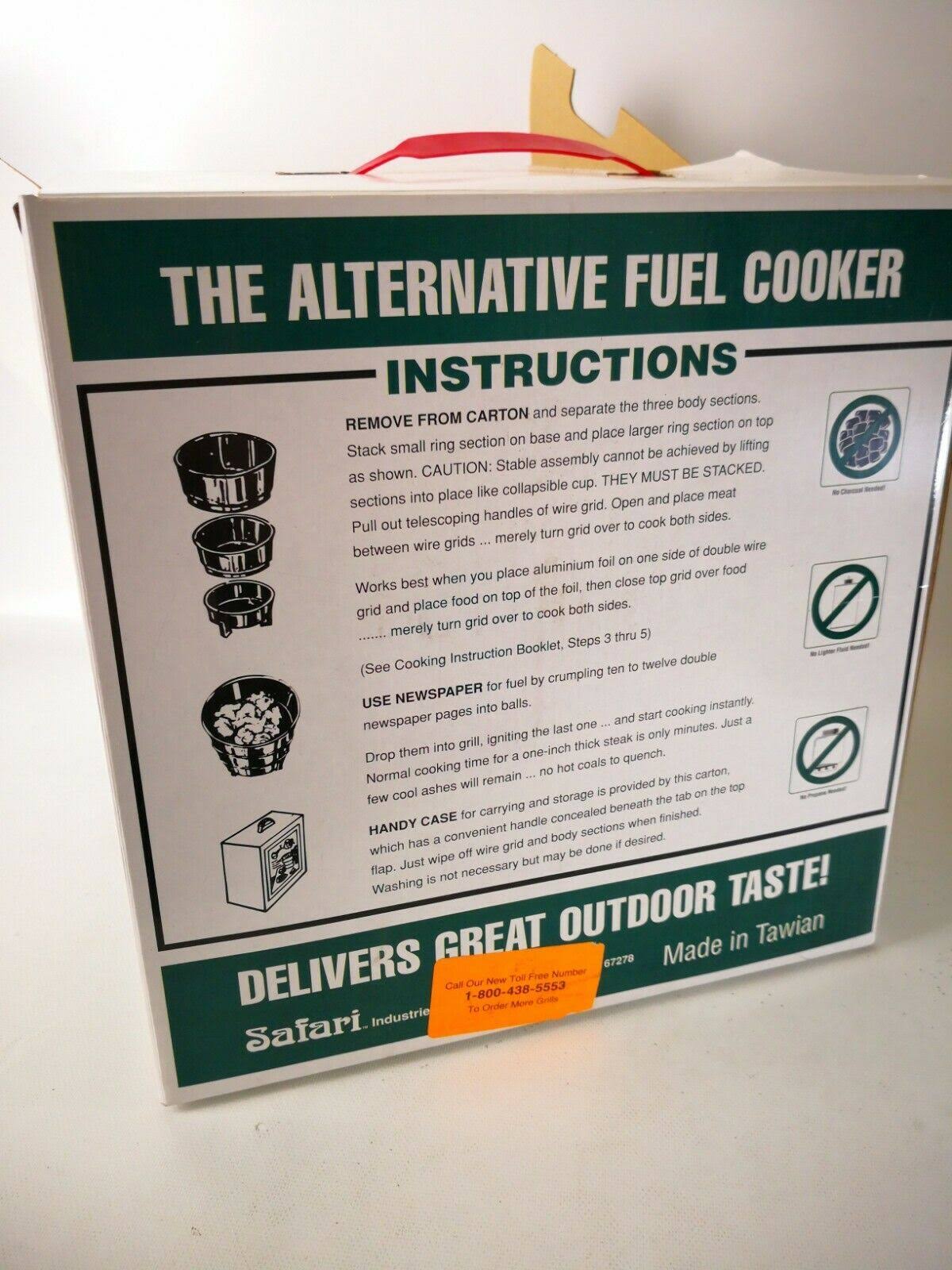 Qwik Cook Alternative Fuel Cooker Grill Eco Friendly, Uses Newspapers