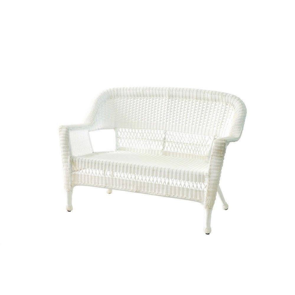 Jeco, White Wicker Patio Love Seat dersya