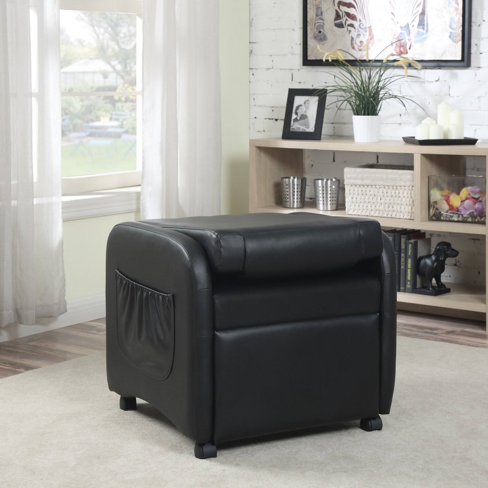 Hodedah HIR610 Recliner With Wheels, Black - Dersya