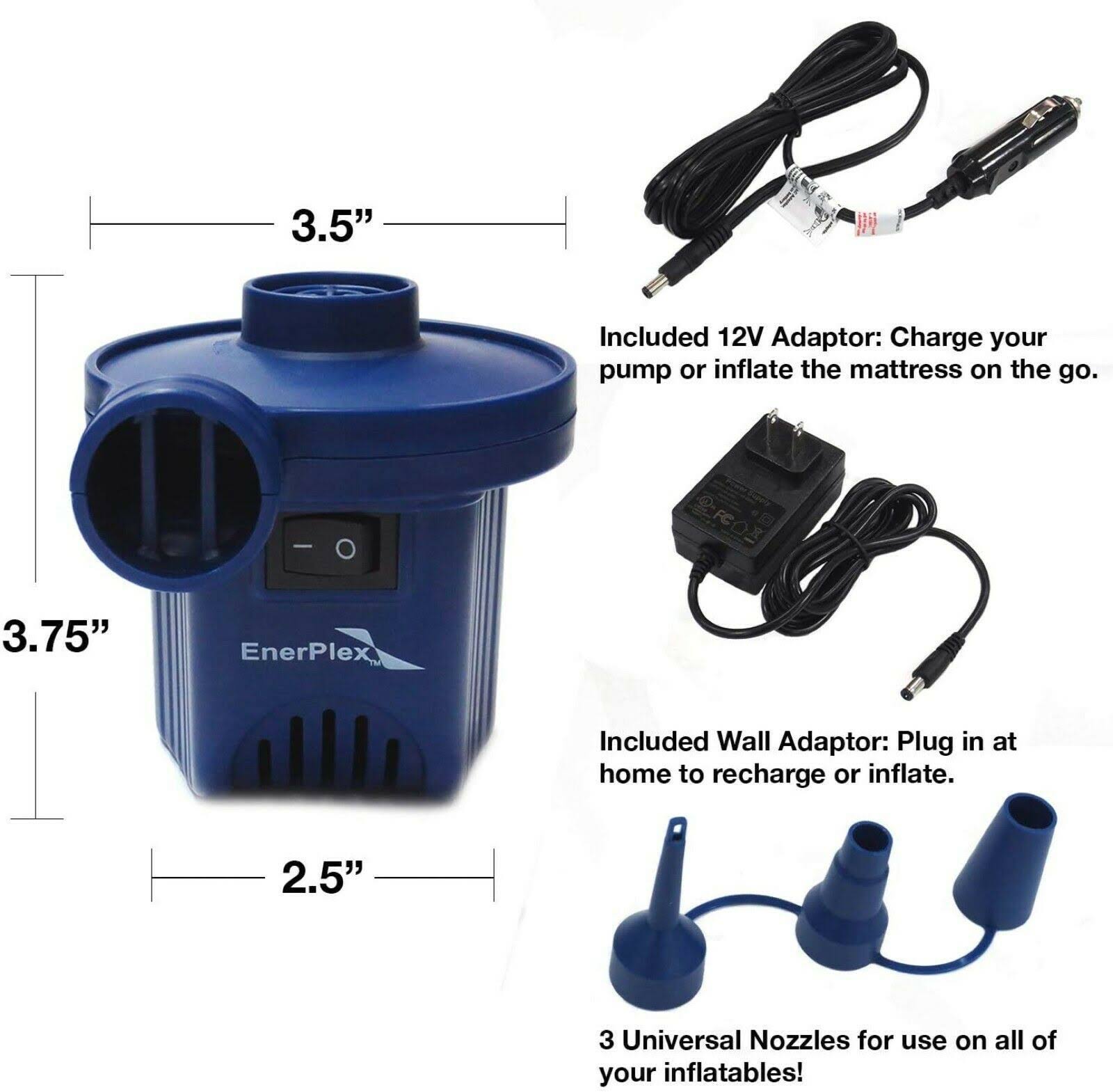 Enerplex Dual Pump Luxury Queen Size Air Mattress Airbed with Built in