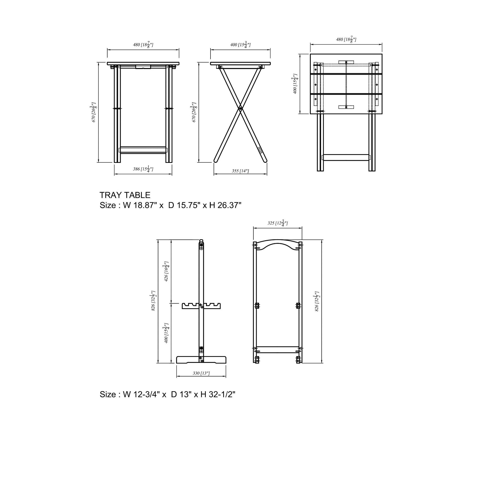 Linon Acacia Gray Tray Table Set dersya