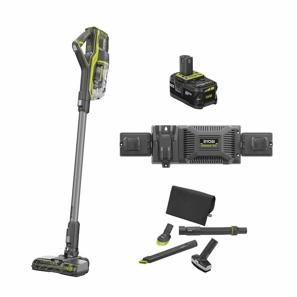 Ryobi 18Volt One+ Cordless Stick Vacuum Cleaner Kit with 4 Ah battery
