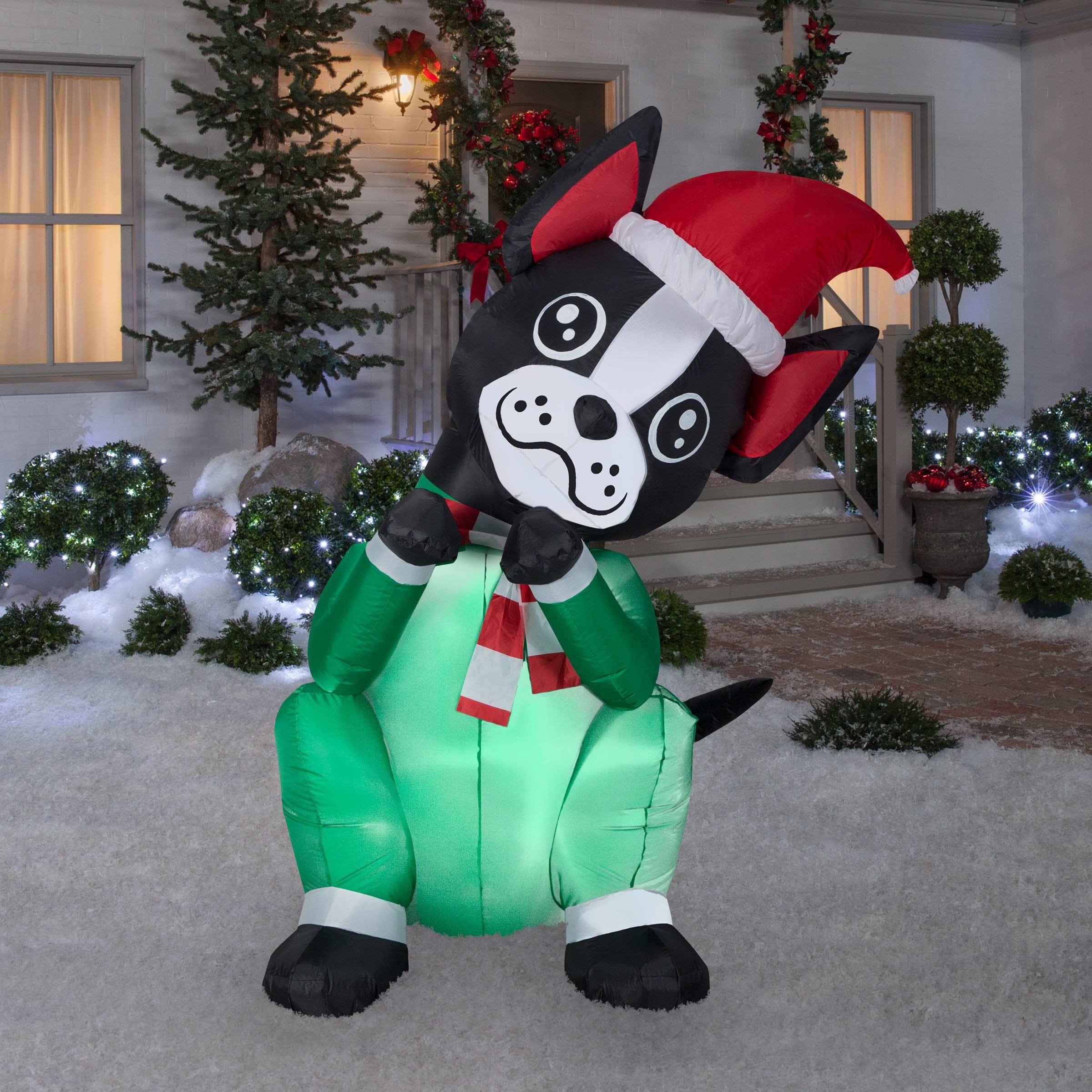 6& Animated Airblown Begging Dog Boston Terrier Christmas Inflatable ...