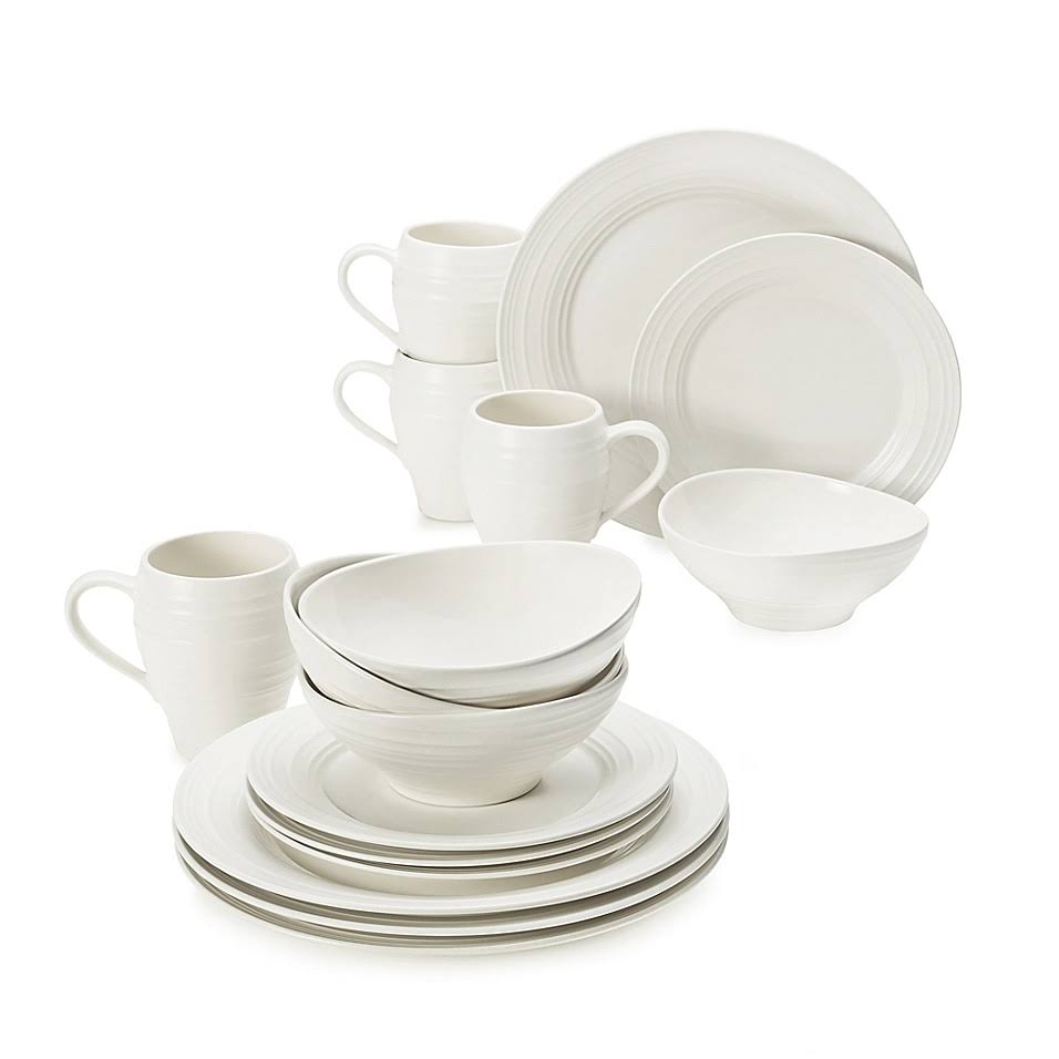 Mikasa Swirl White 16Piece Dinnerware Set dersya