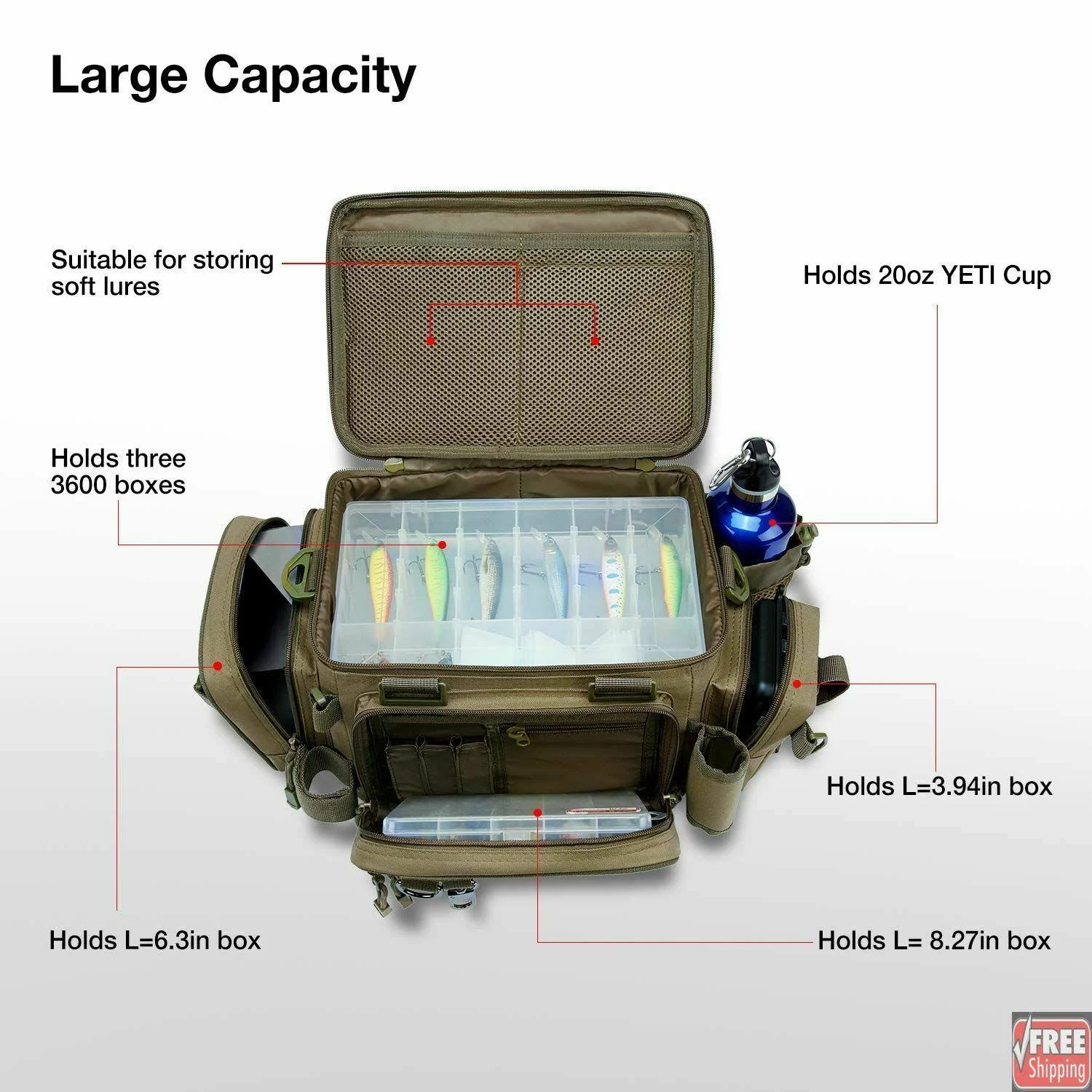 🔥Piscifun Outdoor Fishing Tackle Box Bag Militarygrade Multifunctional