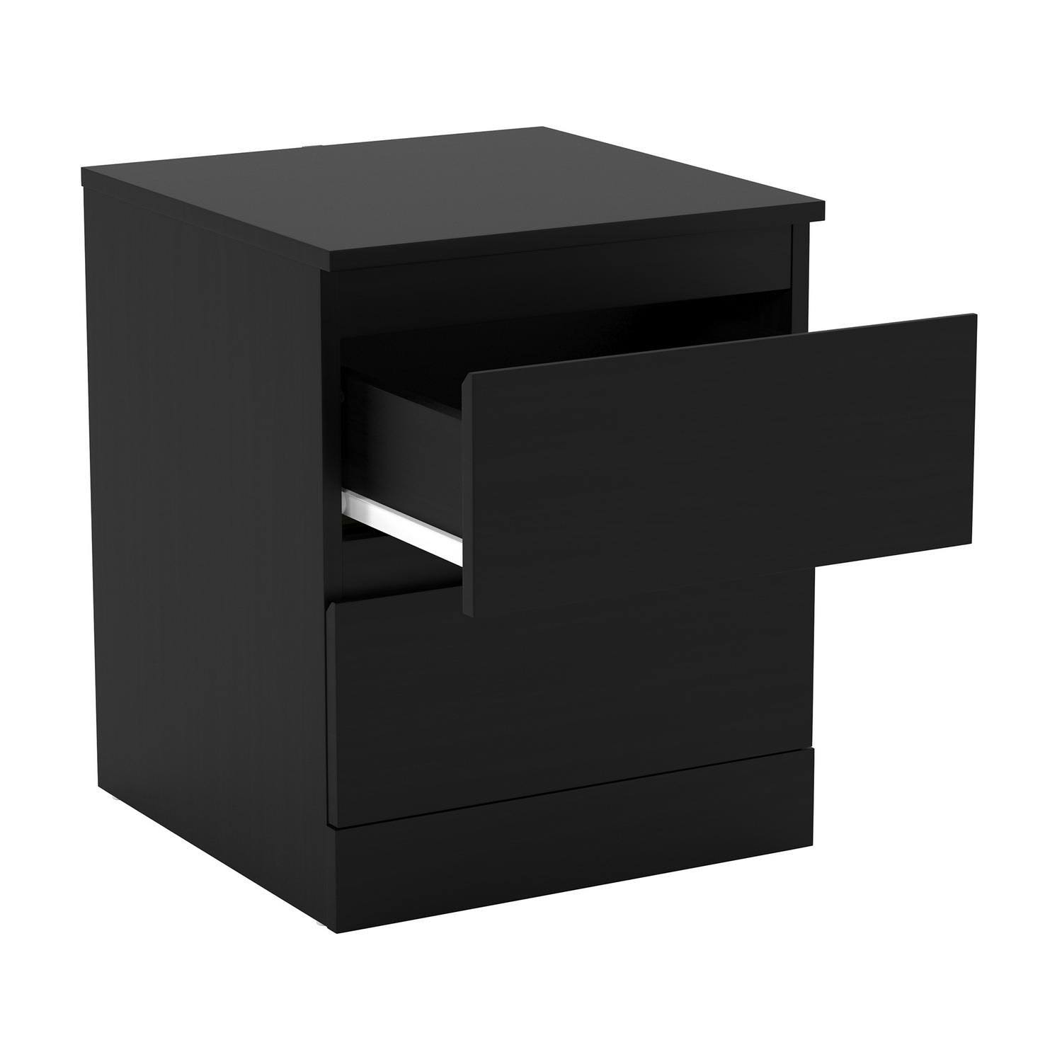 Brindle Low Profile Nightstand with 2 Drawers and USB, Black Oak, by