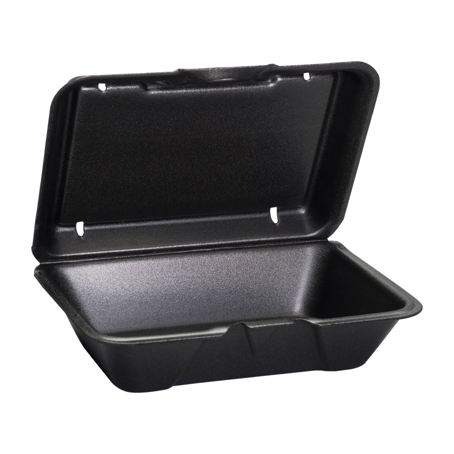 Genpak HingedLid Foam Carryout Containers, Deep, Black, 200/CT