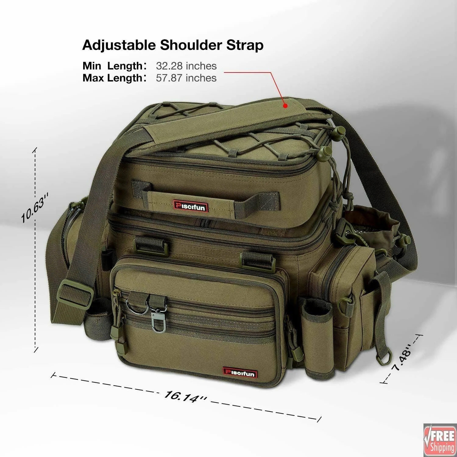 🔥Piscifun Outdoor Fishing Tackle Box Bag Militarygrade Multifunctional