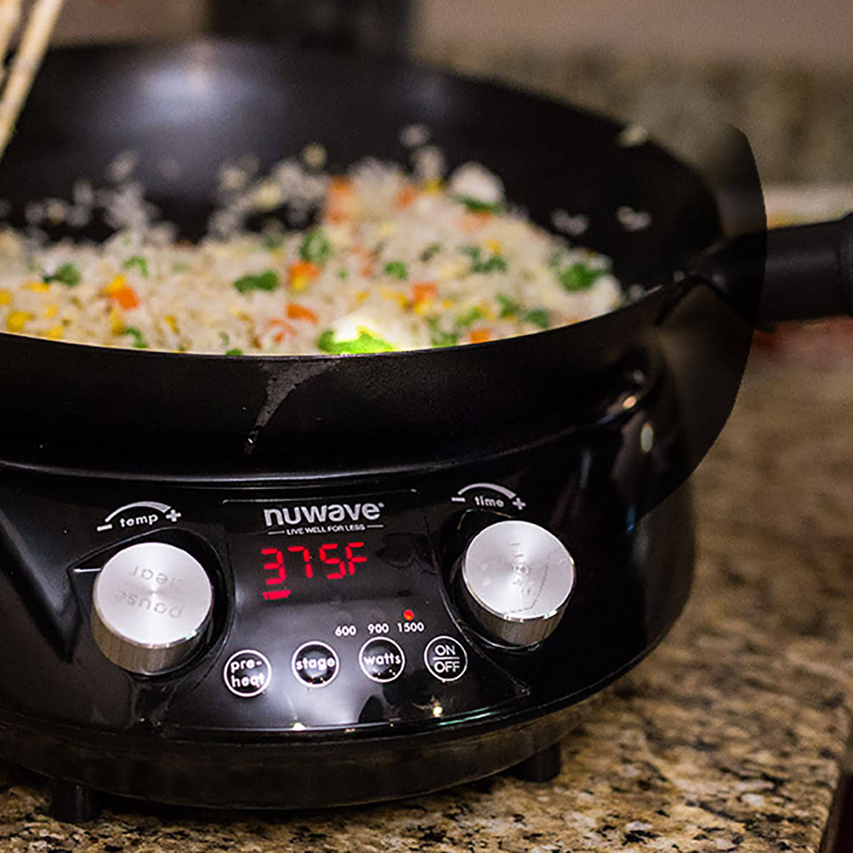 NuWave Mosaic Precision Induction Nonstick Carbon Steel Fry Wok with Glass Lid dersya