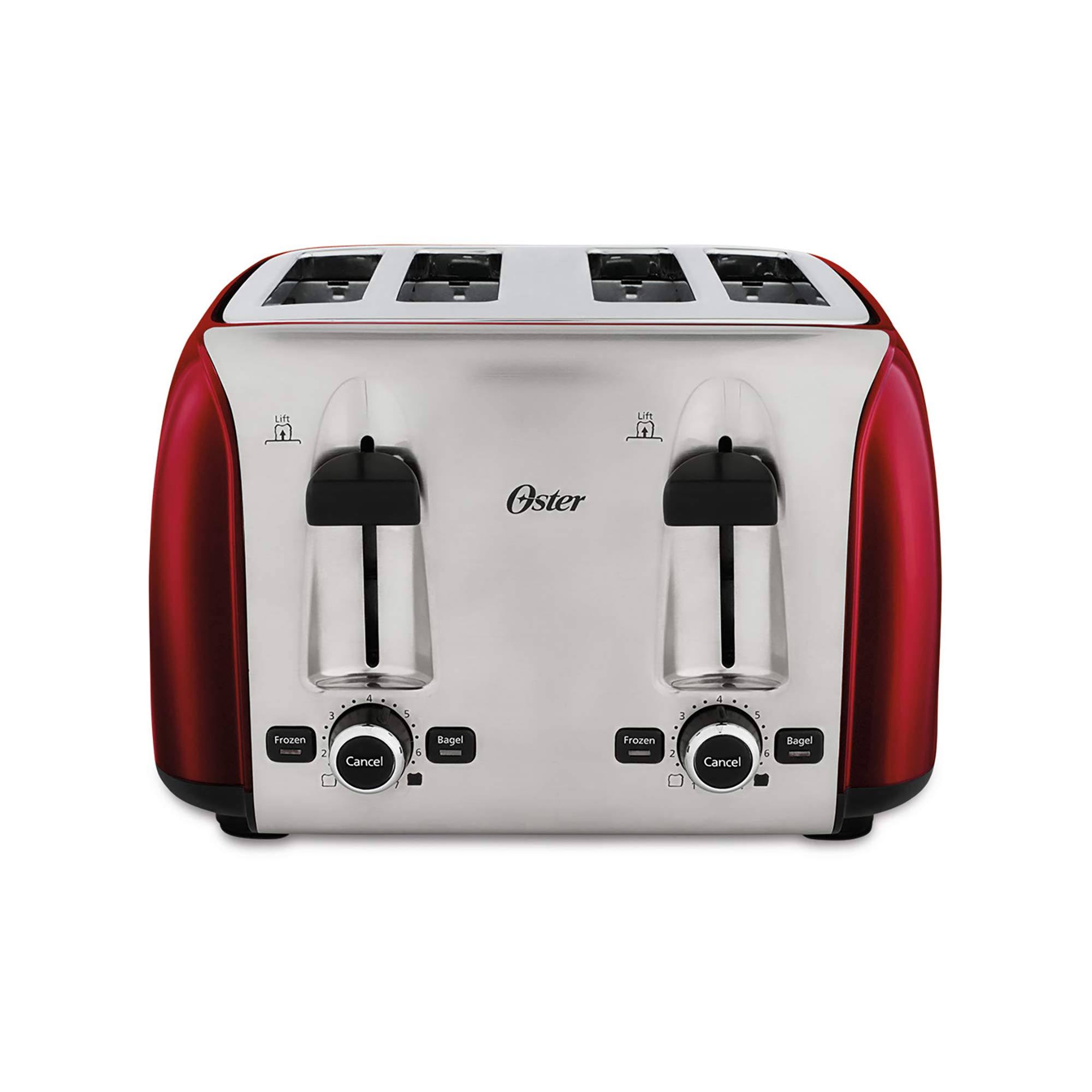 Oster 4 Slice Red Toaster with Extra Wide Slots for Bagels dersya