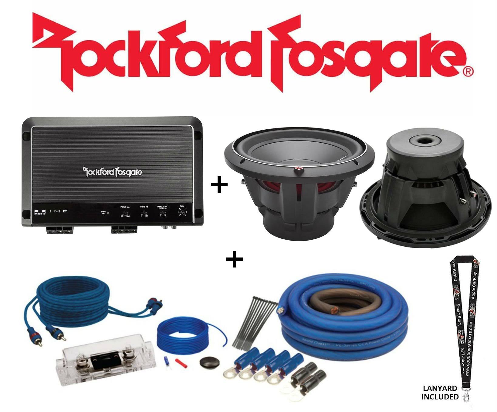 Rockford Fosgate R12001D 1200W Amplifier, Two 12x22 Subwoofers + 4