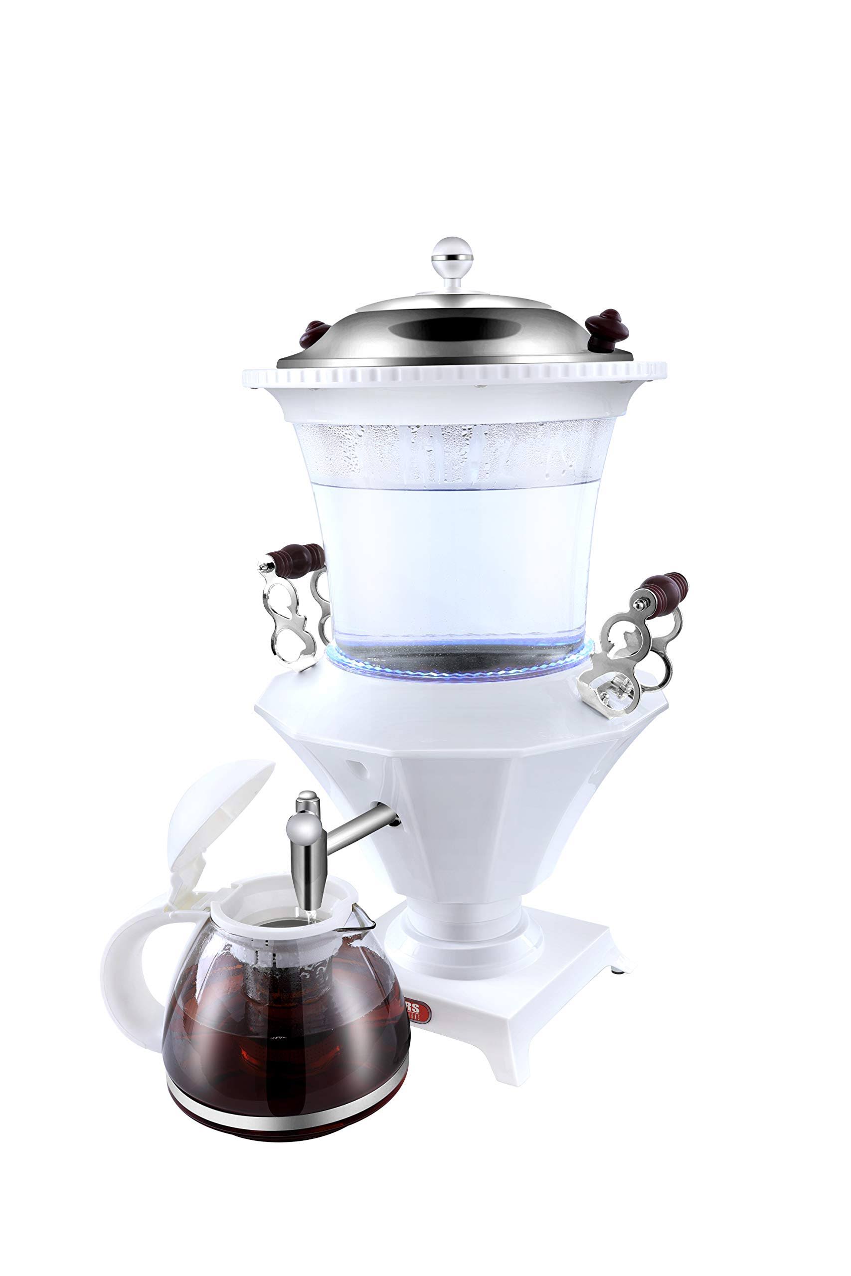 Pars Collections Electric Glass Samovar Tea Maker White Color euservizi