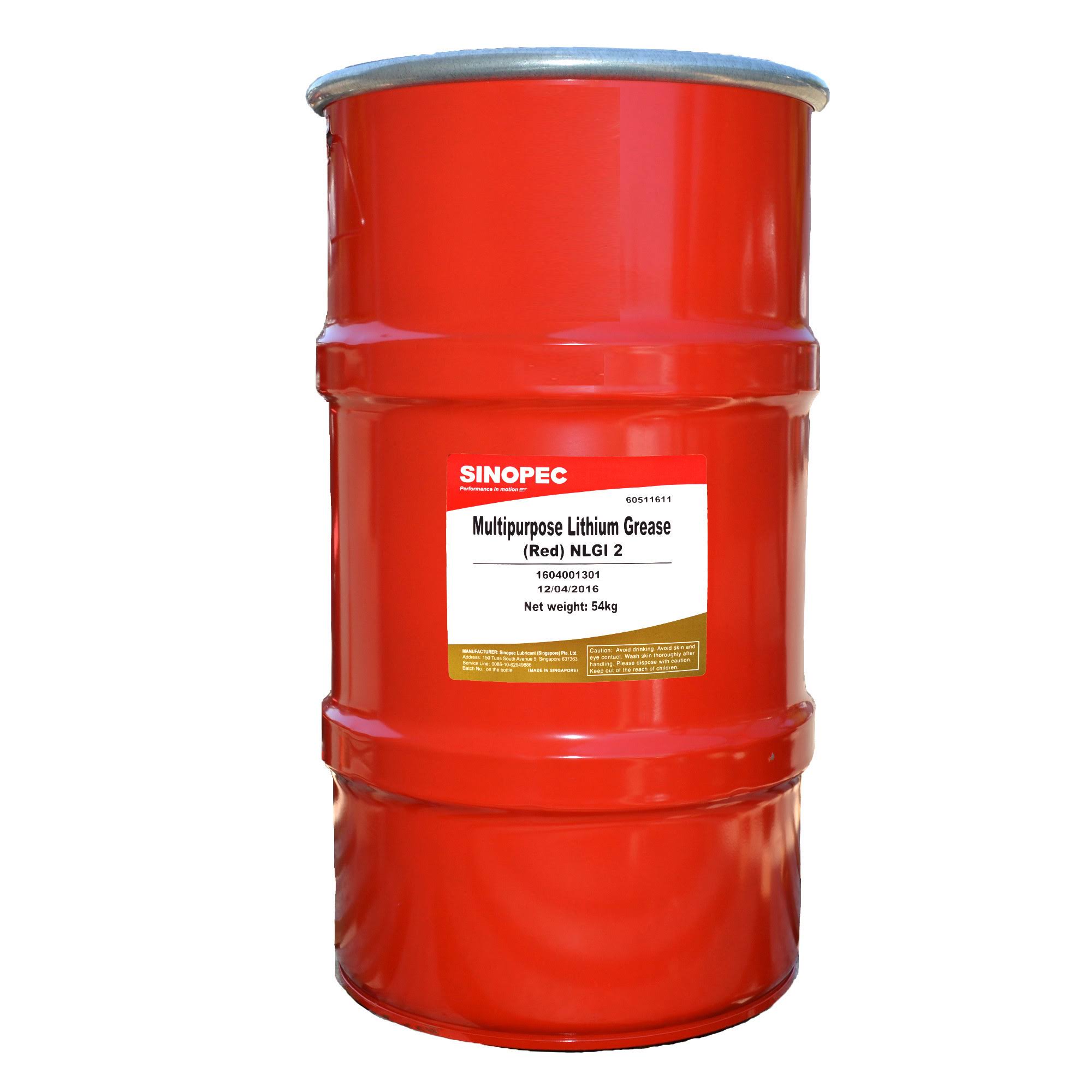 🔥Sinopec Multipurpose Lithium Grease 2, 120 lb, 16 Gallon Keg, Red