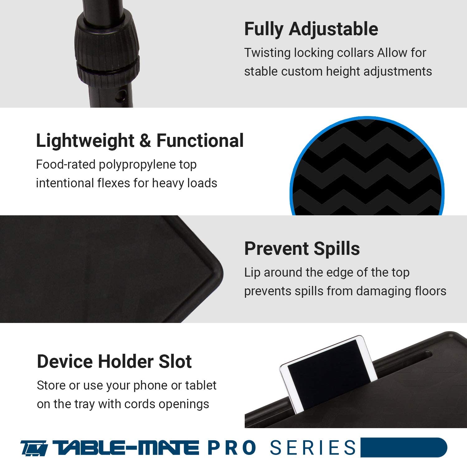 TableMate XL PRO Extra Large Wide Folding Desk TV Tray Table and Cup