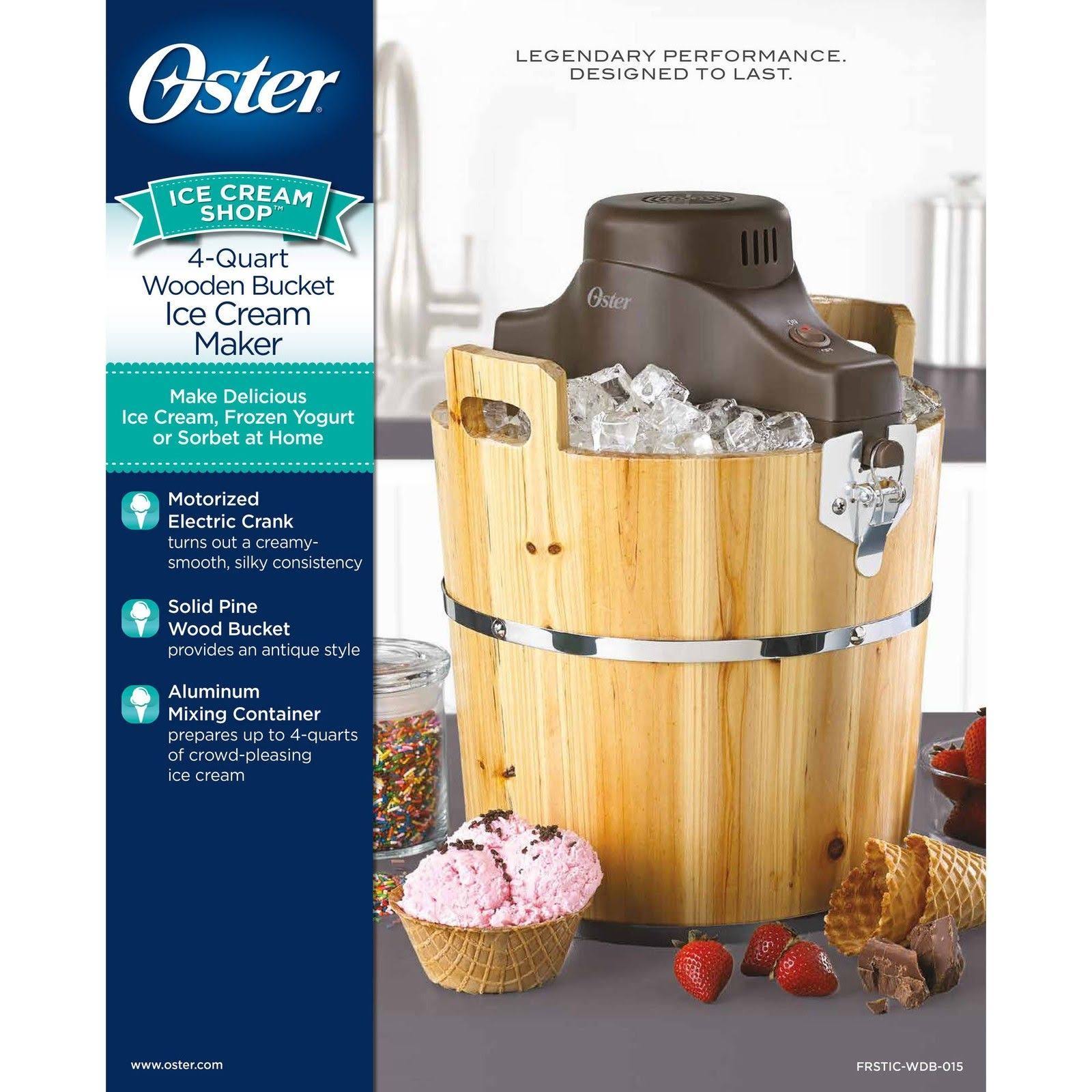 Oster 4 Quart Wooden Bucket Ice Cream Maker dersya
