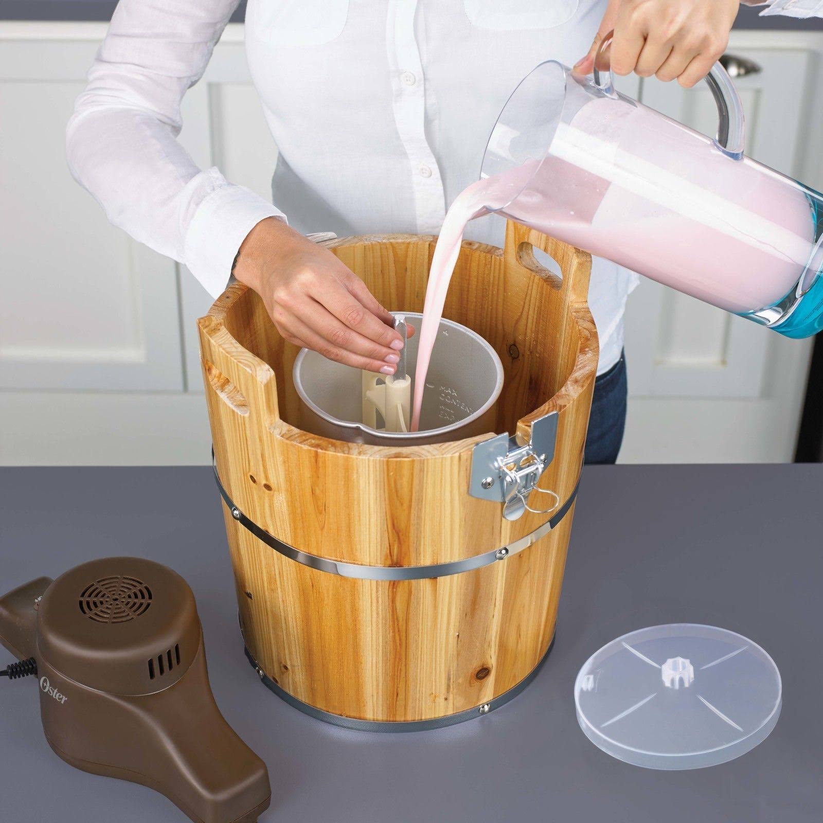 Oster 4 Quart Wooden Bucket Ice Cream Maker dersya