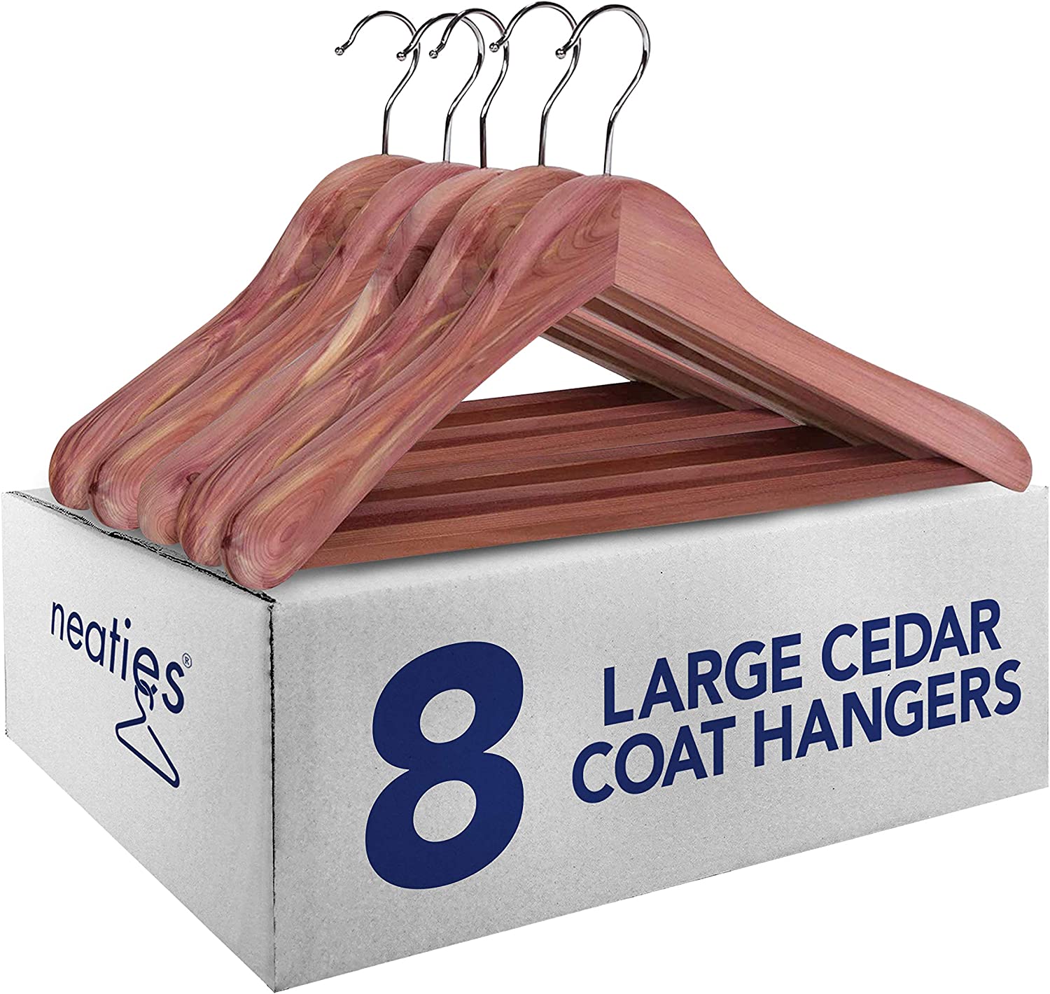 Neaties Red Cedar 2" Large Coat Hangers Countoured with Flat Bar, 8pk
