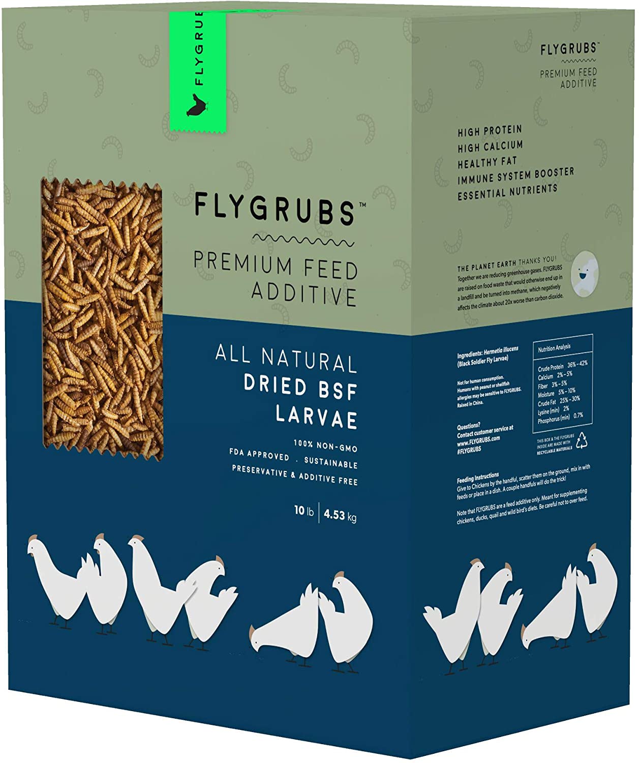 FLYGRUBS Superior to Dried Mealworms for Chickens (10 lb) 85X More