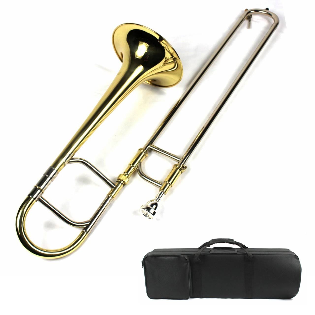 Brand New Eb Alto Trombone W Case and Mouthpiece Gold Lacquer Finish