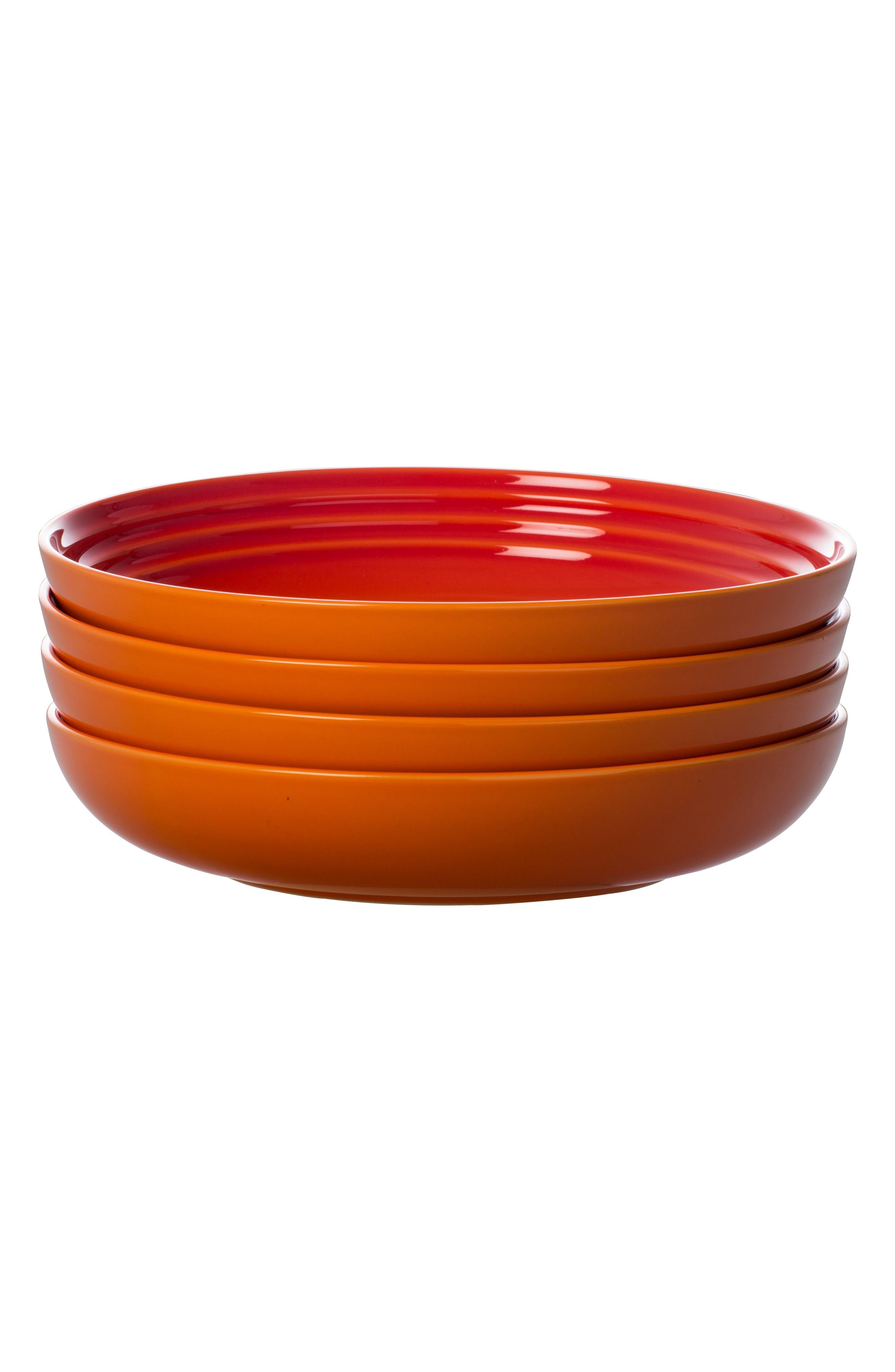 Le Creuset 8.5x22 Pasta Bowls Set of 4, Flame dersya
