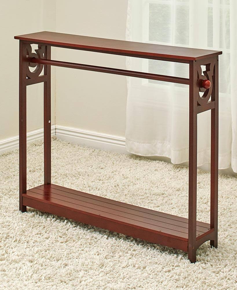 The Lakeside Collection Floor Quilt Rack with Shelf Walnut dersya