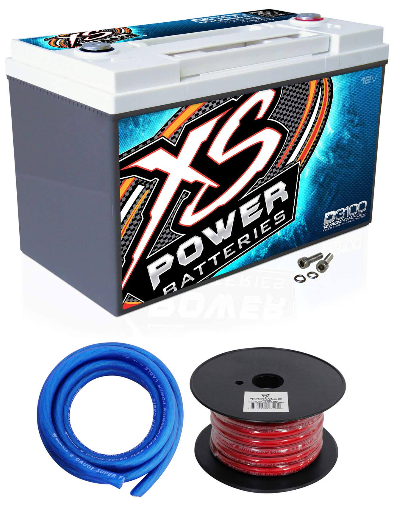 🔥XS Power D3100 5000 Amp Power Cell Car Battery + Hardware + Power