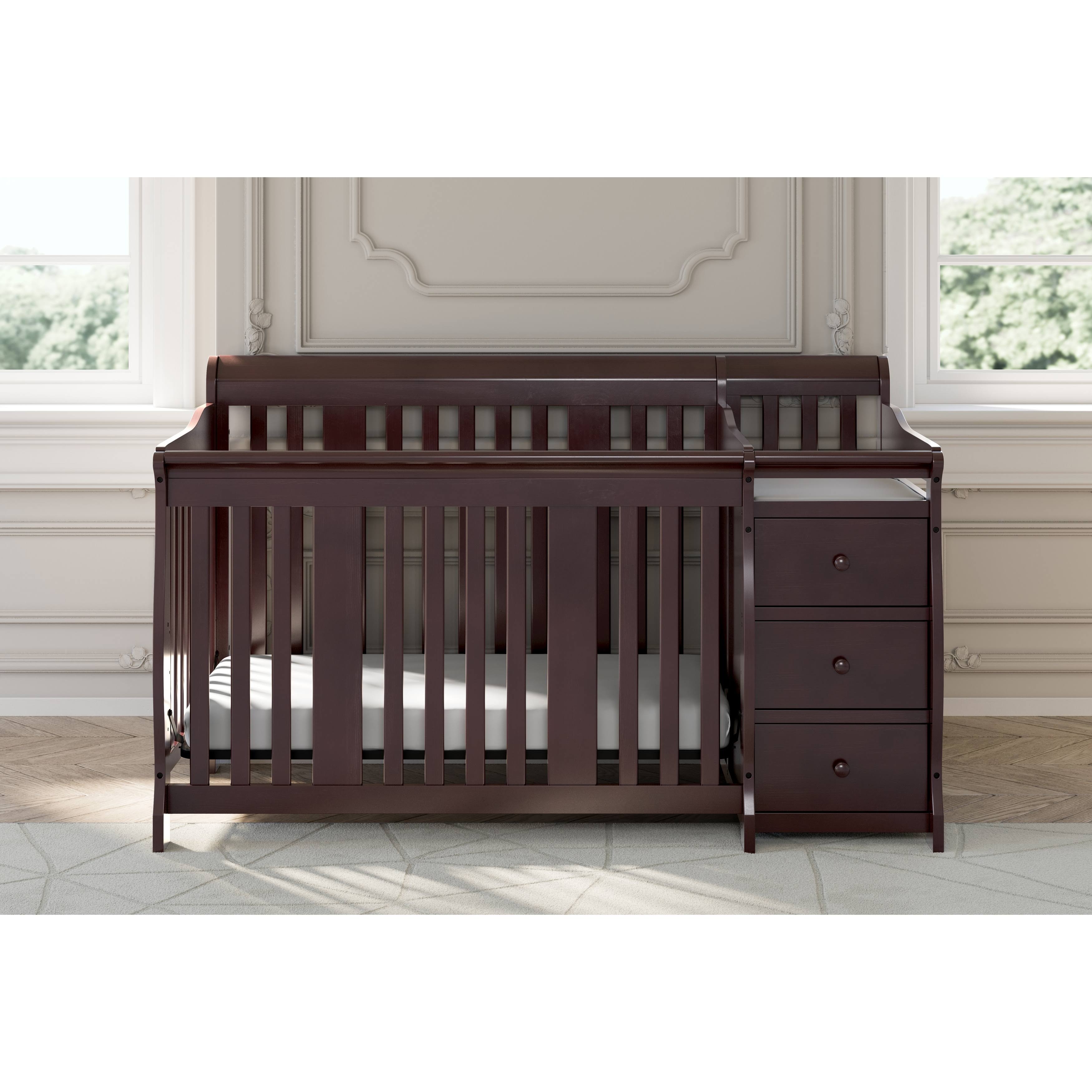 🔥Storkcraft Portofino 4in1 Convertible Crib and Changer (Gray) dersya