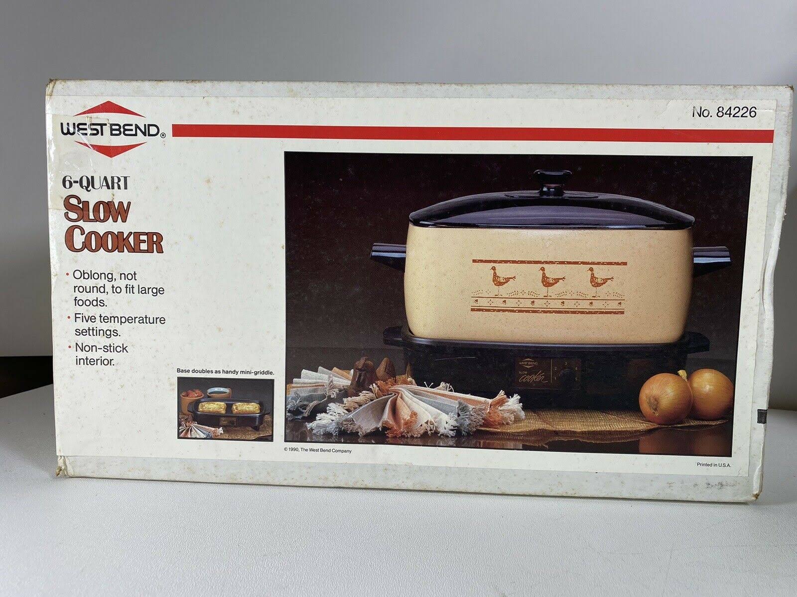 Vintage West Bend 6 Quart Slow Cooker 84226 Bird Chicken Farm Country