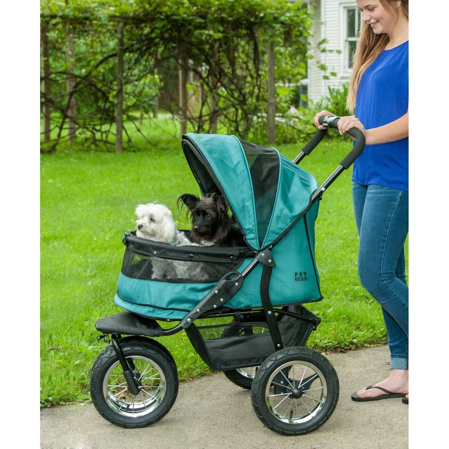 Pet Gear NoZip Double Pet Stroller Pine Green dersya