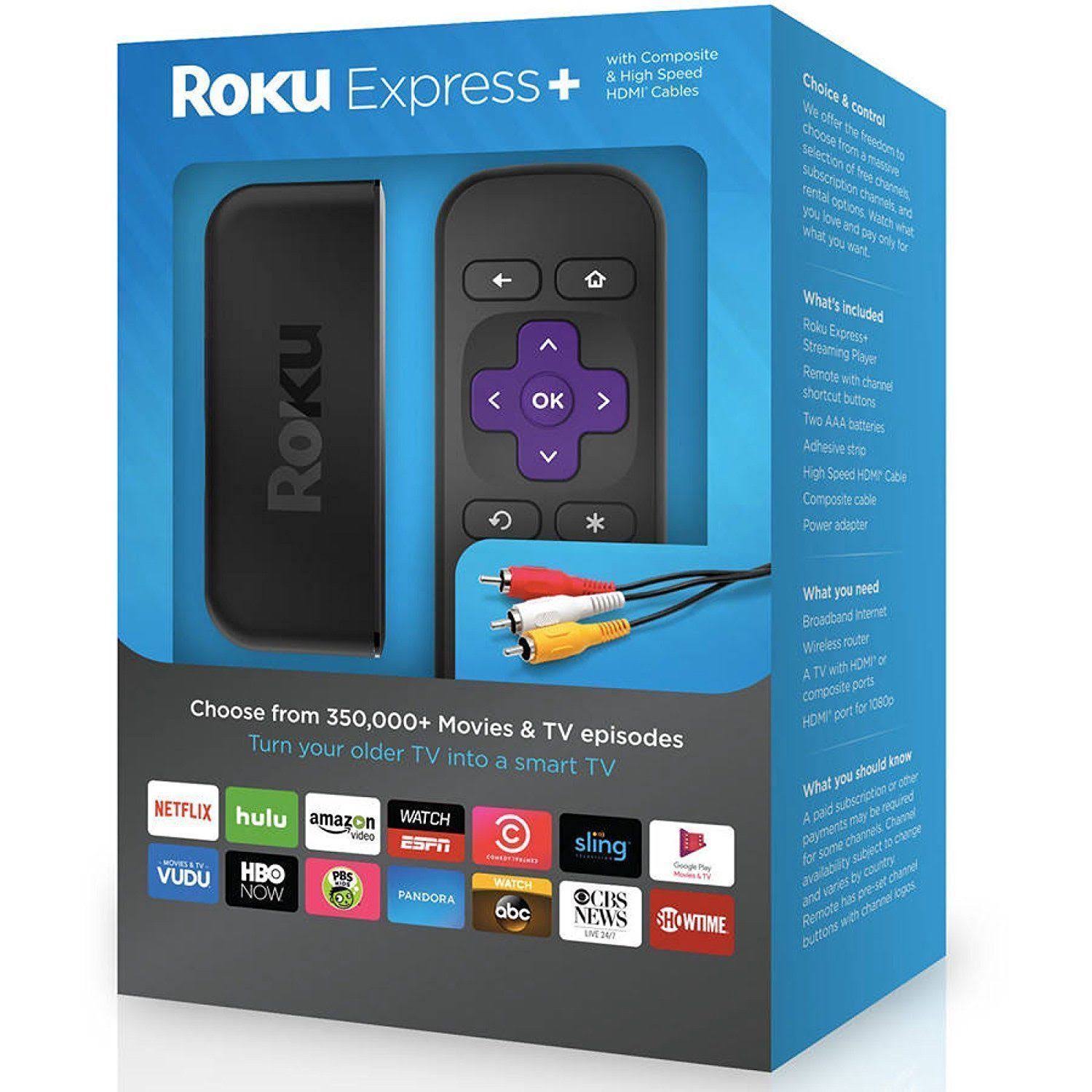 Brand New Roku Express+ HD Streaming Media Player and Composite Cable dersya
