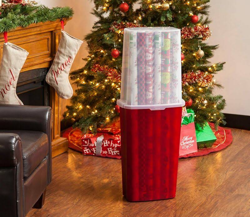 Iris Wrapping Paper Storage Box, Red 2 pack dersya