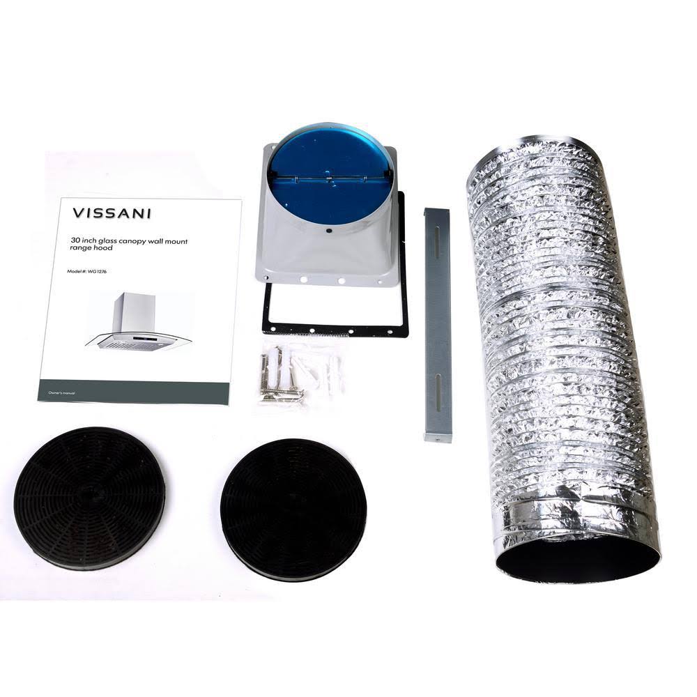 Vissani 30 in. W Convertible Glass Wall Mount Range Hood with 2