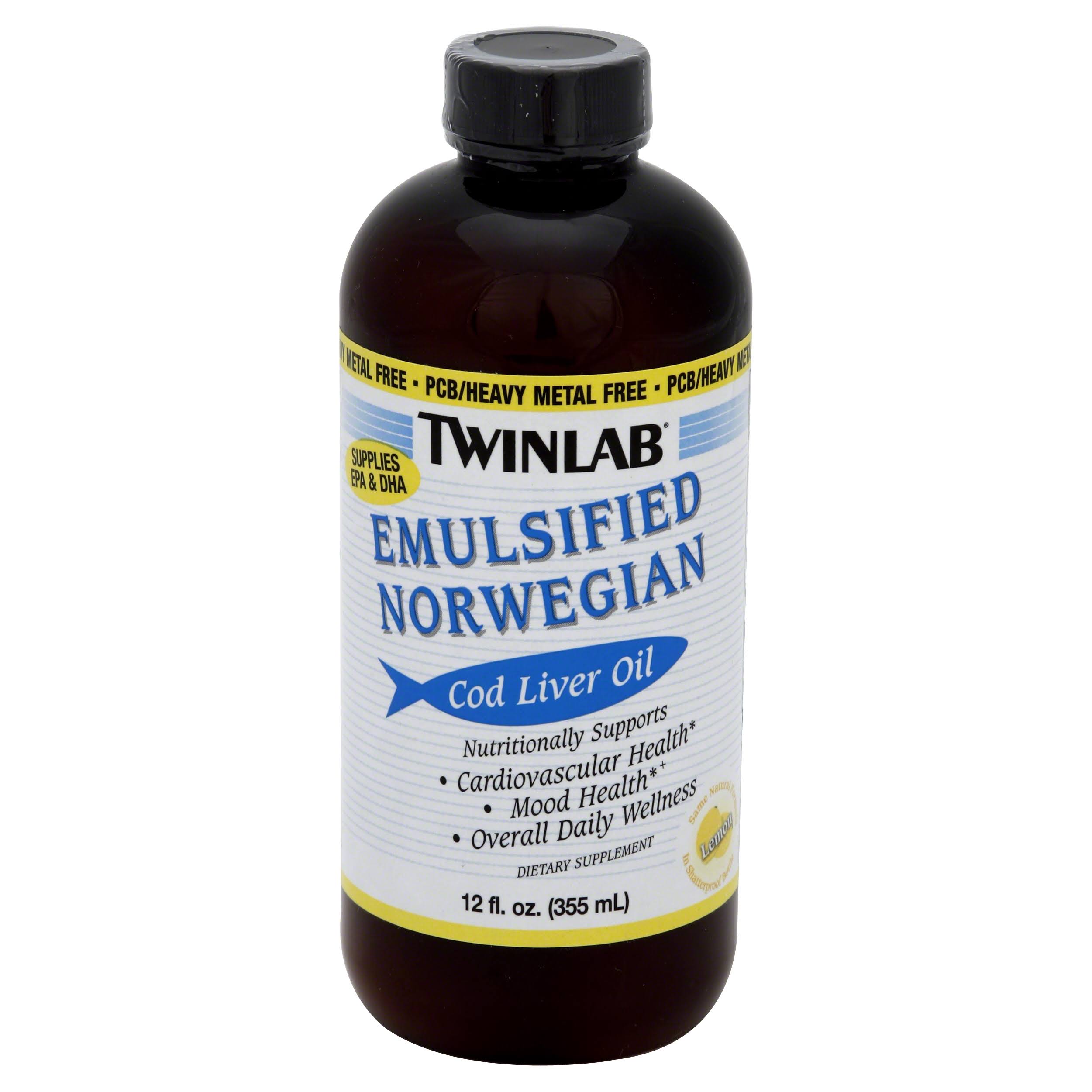 TwinLab Emulsified Norwegian Cod Liver Oil, Lemon 12 fl oz dersya