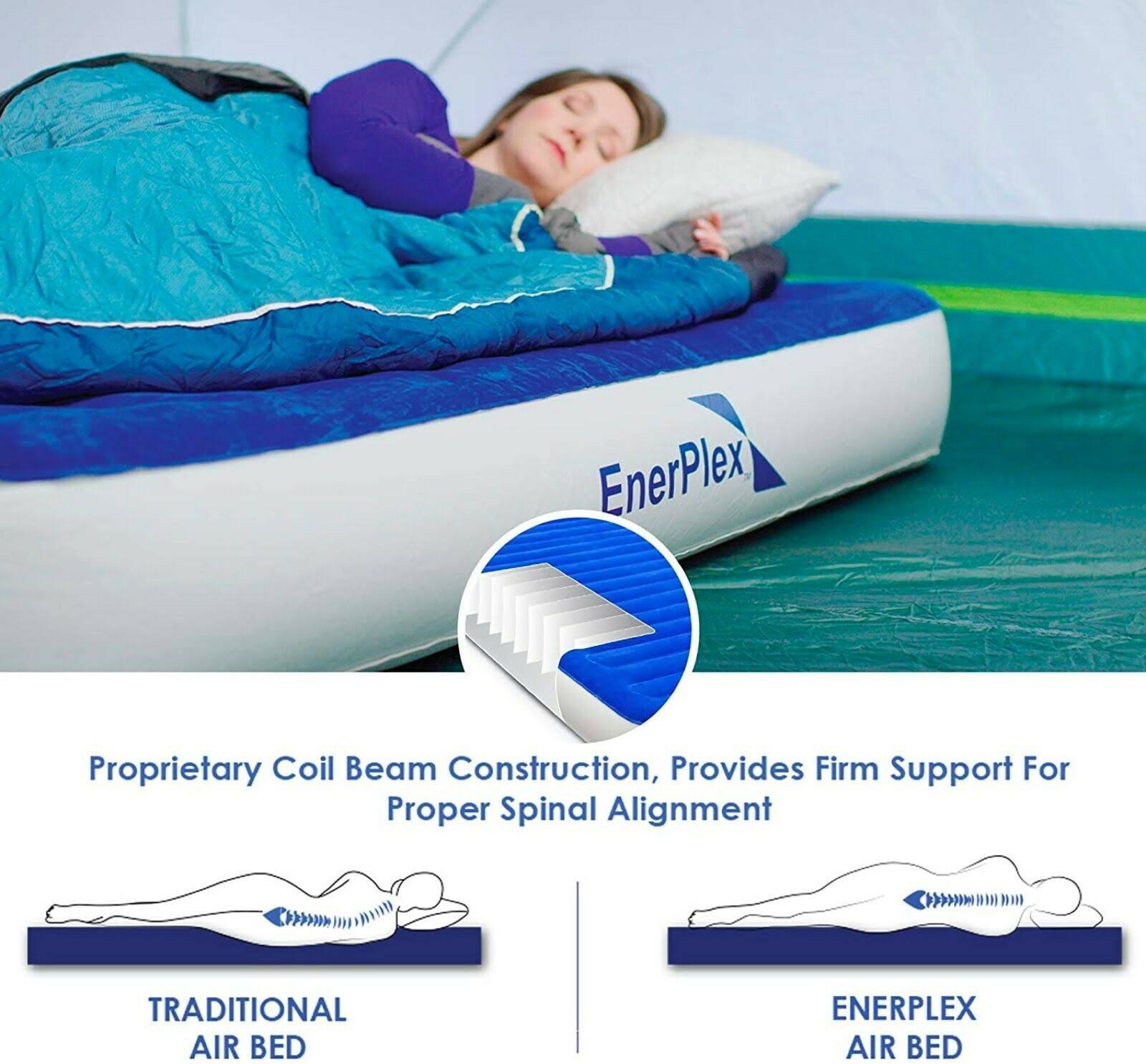 Enerplex Dual Pump Luxury Queen Size Air Mattress Airbed with Built in