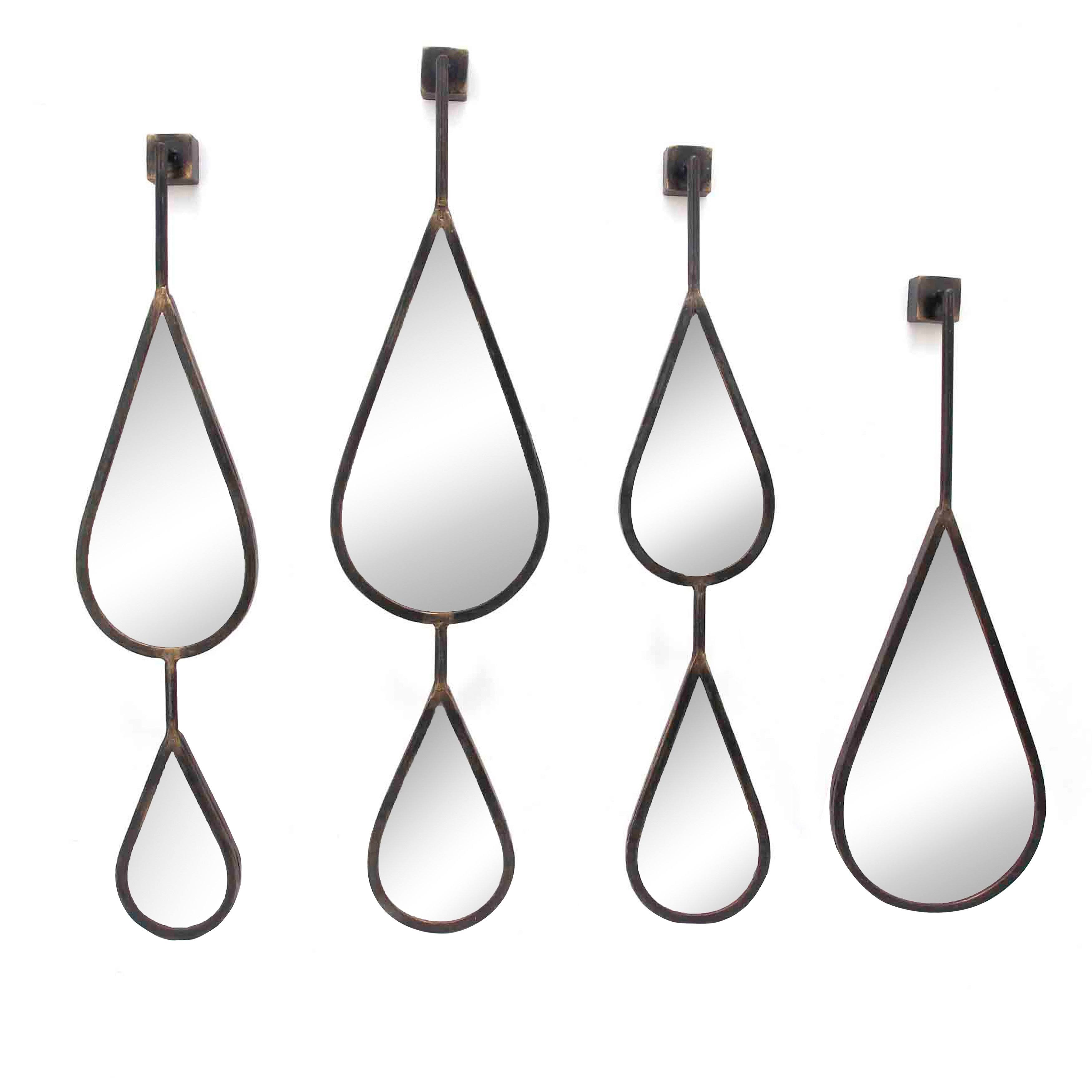 Sagebrook Home Set of 4 Gunmetal Teardrop Mirrors dersya