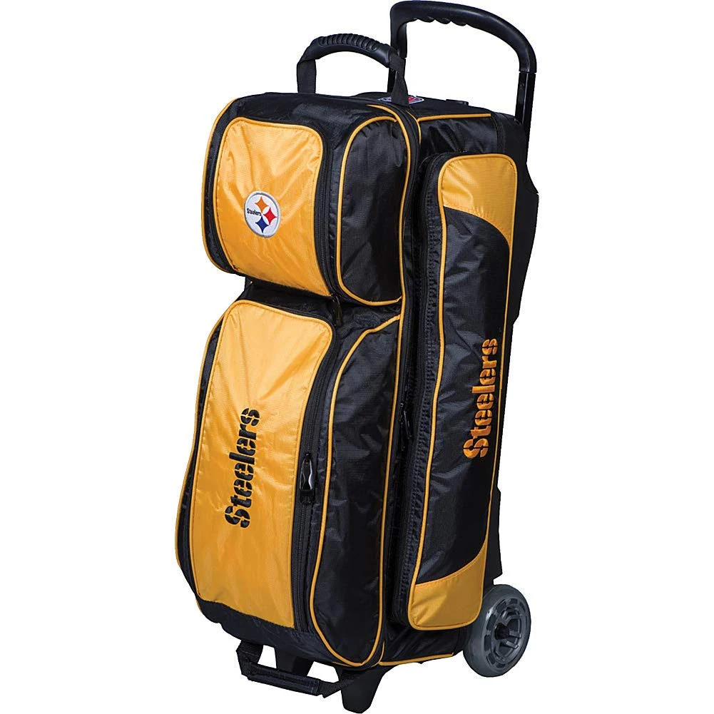 🔥Gold Pittsburgh Steelers Triple Roller Bowling Bag dersya