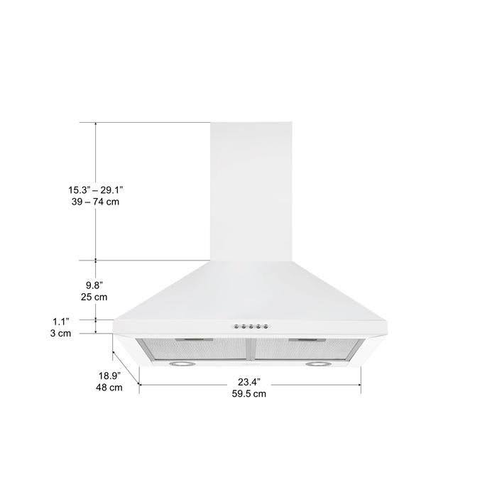 Ancona AN1533 24 in. Wall Pyramid Convertible Range Hood, White dersya