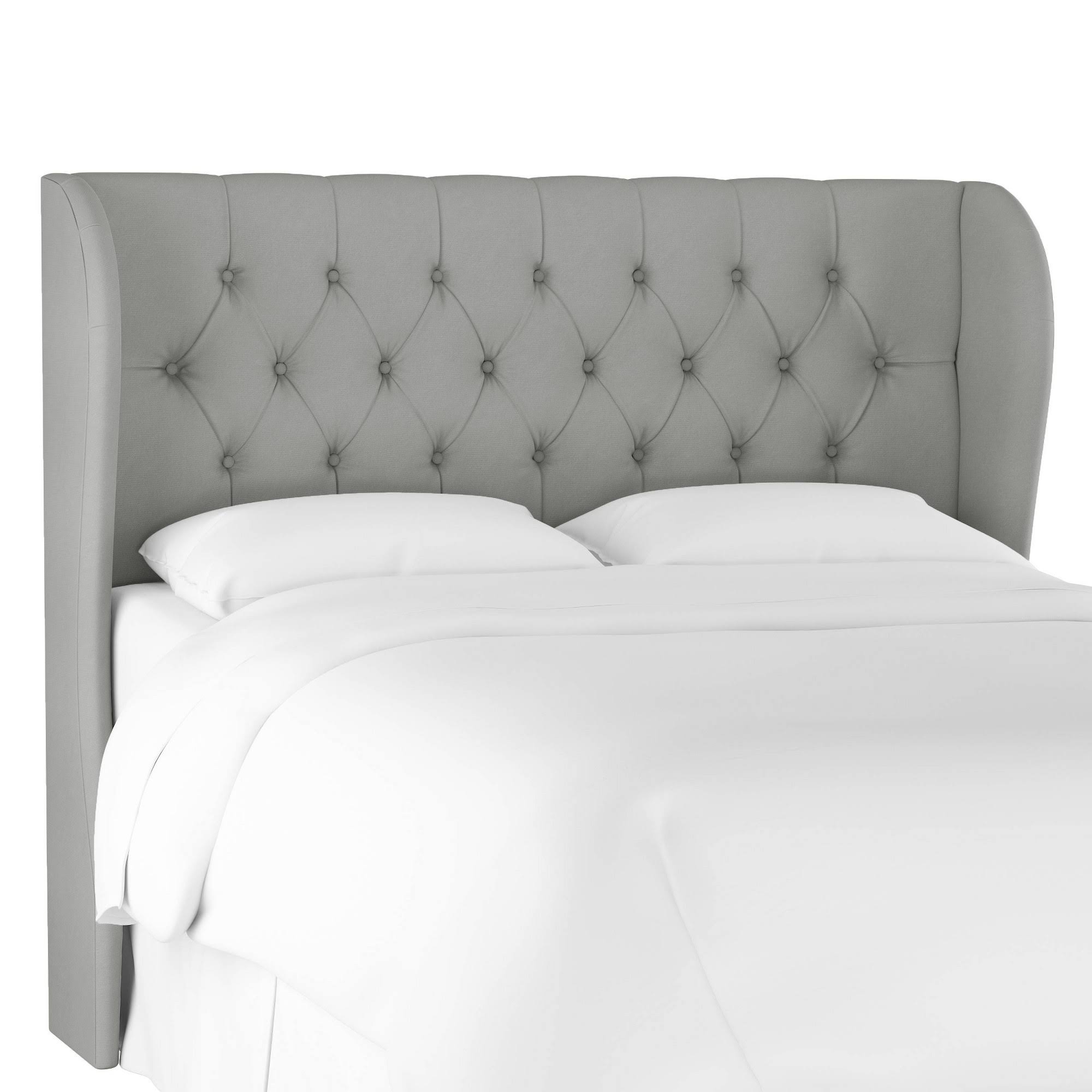 California King Tufted Wingback Headboard Medium Gray Velvet