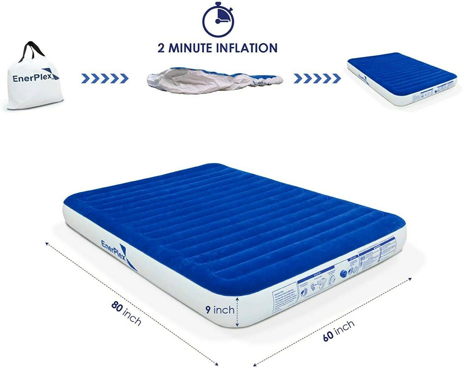 Enerplex Dual Pump Luxury Queen Size Air Mattress Airbed with Built in