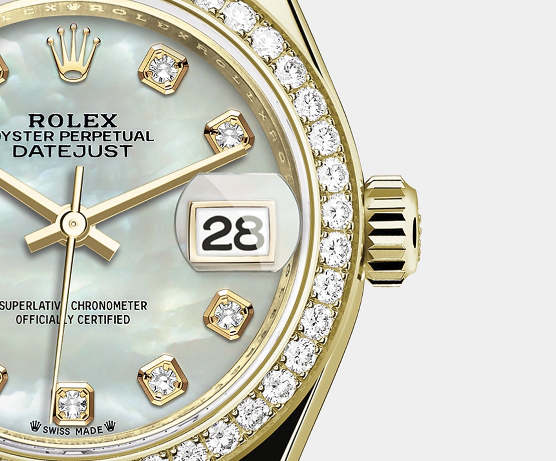 Classic watches LADY-DATEJUST Oyster, 28 mm, yellow gold and diamonds